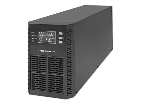 Qoltec - UPS - współczynnik mocy 1.0, LCD, EPO, on-line - AC 110-300 V - 2000 wat - 2000 VA - 9 Ah - RS-232, USB, RJ-45 - złącza