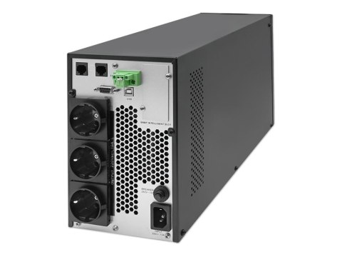 Qoltec - UPS - współczynnik mocy 1.0, LCD, EPO, on-line - AC 110-300 V - 2000 wat - 2000 VA - 9 Ah - RS-232, USB, RJ-45 - złącza