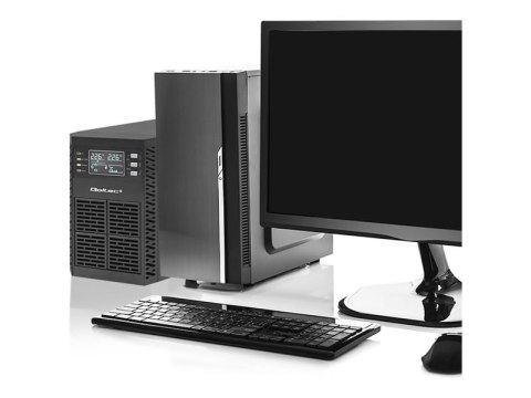Qoltec - UPS - współczynnik mocy 1.0, LCD, EPO, on-line - AC 110-300 V - 2000 wat - 2000 VA - 9 Ah - RS-232, USB, RJ-45 - złącza