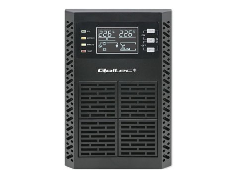 Qoltec - UPS - współczynnik mocy 1.0, LCD, EPO, on-line - AC 110-300 V - 2000 wat - 2000 VA - 9 Ah - RS-232, USB, RJ-45 - złącza