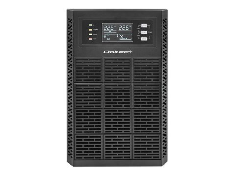 Qoltec - UPS - współczynnik mocy 1.0, LCD, EPO, on-line - AC 110-300 V - 3000 wat - 3000 VA - 7 Ah - RS-232, USB, RJ-45 - złącza