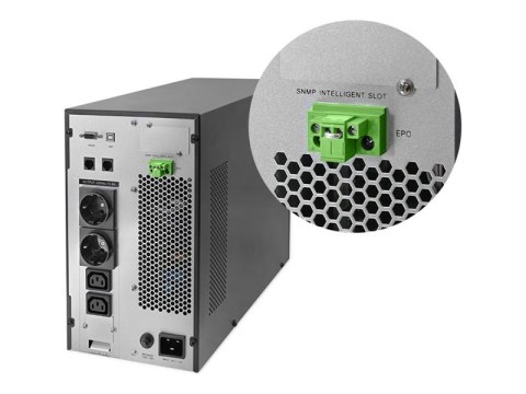Qoltec - UPS - współczynnik mocy 1.0, LCD, EPO, on-line - AC 110-300 V - 3000 wat - 3000 VA - 7 Ah - RS-232, USB, RJ-45 - złącza