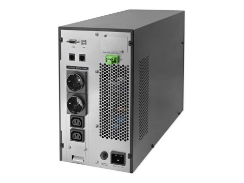 Qoltec - UPS - współczynnik mocy 1.0, LCD, EPO, on-line - AC 110-300 V - 3000 wat - 3000 VA - 7 Ah - RS-232, USB, RJ-45 - złącza