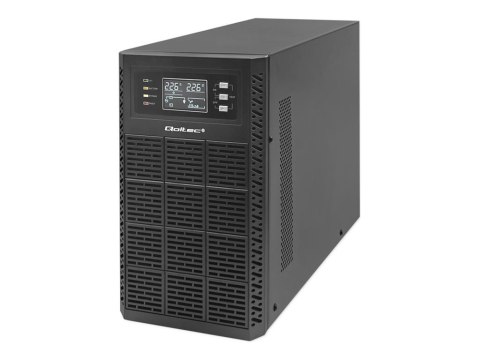 Qoltec - UPS - współczynnik mocy 1.0, LCD, EPO, on-line - AC 110-300 V - 3000 wat - 3000 VA - 7 Ah - RS-232, USB, RJ-45 - złącza