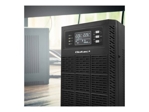 Qoltec - UPS - współczynnik mocy 1.0, LCD, EPO, on-line - AC 110-300 V - 6000 wat - 6000 VA - 7 Ah - RS-232, USB, RJ-45 - czarny