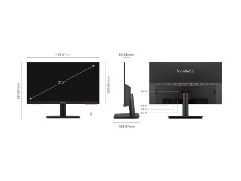 ViewSonic VA220-H - Monitor LED - 22" - 1920 x 1080 Full HD (1080p) @ 100 Hz - VA - 250 cd/m² - 4000:1 - 1 ms - HDMI, VGA