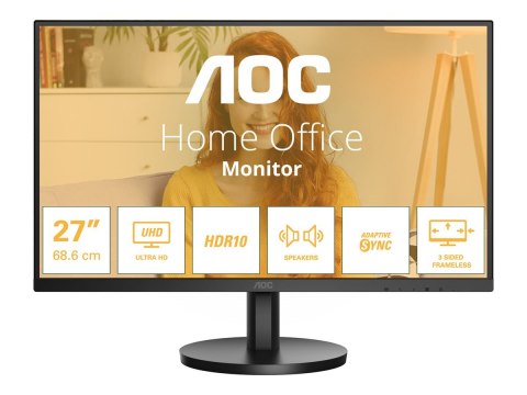 AOC U27B3A - Monitor LED - 27" - 3840 x 2160 4K UHD (2160p) @ 60 Hz - IPS - 350 cd/m² - 1000:1 - HDR10 - 4 ms - 2xHDMI, DisplayP