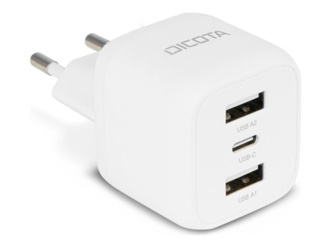 DICOTA - Zasilacz - kompaktowy, laptop - 32 wat - 3 A - 3 złącza wychodzące (USB-C, 2 x USB) - biały - Europa