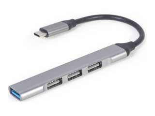 Gembird - Koncentrator - USB typu C, srebrny - 1 x USB 3.1 + 3 x USB 2.0 - stacjonarny