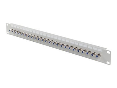 Lanberg - Krosownica - do montażu na stelażu - Ekranowany - złącze F X 24 - RAL 7035, szary - 1U - 19"