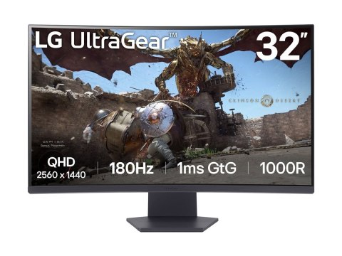 LG UltraGear 32GS60QC-B - Monitor LED - gaming - zaokrąglony - 32" - 2560 x 1440 QHD @ 180 Hz - VA - 300 cd/m² - 3000:1 - HDR10 
