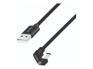 LogiLink - Kabel USB - USB-C (M) kątowe do USB (M) - USB 2.0 - 20 V - 3 A - 1 m - up to 480 Mbps - czarny