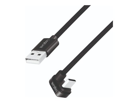 LogiLink - Kabel USB - USB-C (M) kątowe do USB (M) - USB 2.0 - 20 V - 3 A - 1 m - up to 480 Mbps - czarny