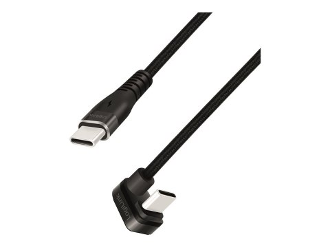 LogiLink - Kabel USB - USB 2.0 Type C (M) do USB 2.0 Type C (M) kątowe - USB 2.0 - 3 A - 3 m - czarny
