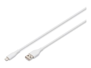 ASSMANN - Kabel Lightning - USB męski do Lightning męski - 1 m - pojedyncze ekranowanie - Certyfikat MFI - biały