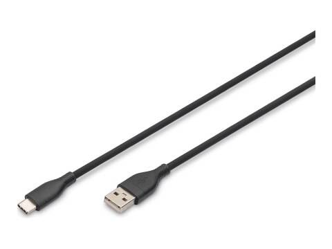 DIGITUS - Kabel USB - USB (M) do USB-C (M) - USB 2.0 - 20 V - 3 A - 1 m - odlewany, USB Power Delivery (60W) - czarny