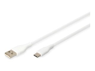 DIGITUS - Kabel USB - USB (M) do USB-C (M) - USB 2.0 - 20 V - 3 A - 2 m - odlewany, USB Power Delivery (60W) - biały