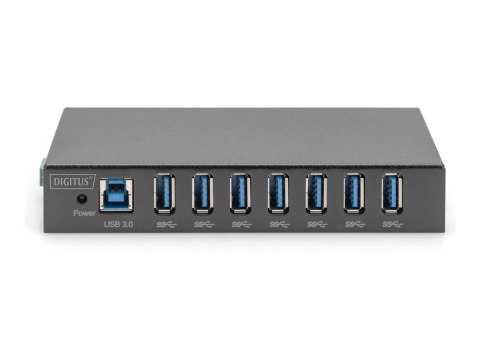 DIGITUS - Koncentrator - linia przemysłowa - 7 x SuperSpeed USB 3.0 - stacjonarny, montowany na szynie DIN, montowany na ścianie