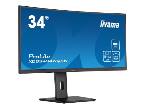 Iiyama ProLite XCB3494WQSN-B5 - Monitor LED - zaokrąglony - 34" - 3440 x 1440 UWQHD @ 120 Hz - VA - 300 cd/m² - 3000:1 - 0.4 ms 