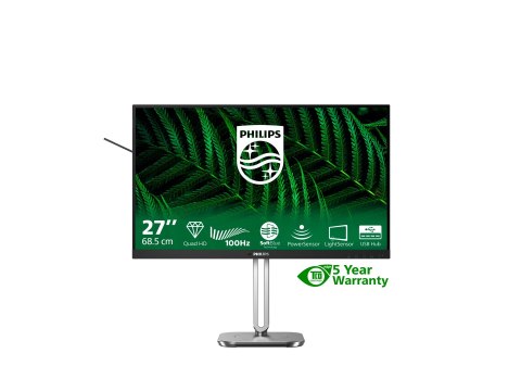 Philips 27B2G5500 - Monitor LED - 27" - 2560 x 1440 QHD @ 100 Hz - IPS - 1500:1 - głośnik(i) - srebrny, ciemny grafit