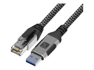 TECHly - Kabel sieciowy - USB Typ A (M) do RJ-45 (M) - 5.6 mm - FTP - CAT 6 - USB 3.2 - ładowany, bez wystających elementów, wsp