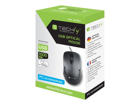 TECHly - Mysz - ergonomiczna - 1600 dpi, pionowy - optyczna - 6 przyciski - bezprzewodowa - 2.4 GHz - odbiornik bezprzewodowy US