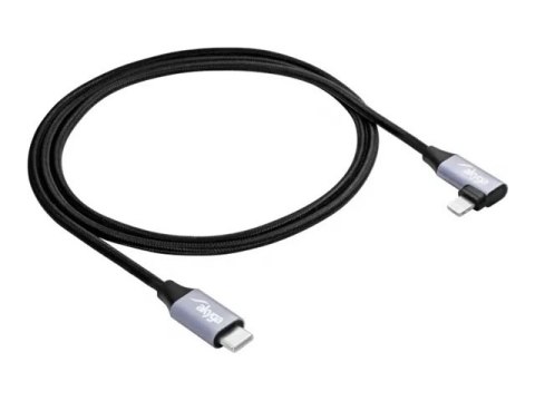 Akyga - Kabel Lightning - USB-C męski do Lightning męski kątowe - 1 m - czarny - wsparcie dla dostarczania mocy do 30W, splątany