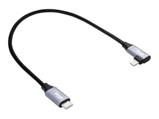 Akyga - Kabel Lightning - USB-C męski do Lightning męski kątowe - 30 cm - czarny - wsparcie dla dostarczania mocy do 30W, spląta
