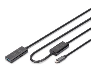 DIGITUS - Przedłużacz kabla USB - USB-C (M) do USB Typ A (F) - USB 3.1 - 10 m - aktywny - czarny
