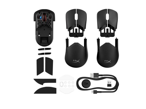 HyperX Pulsefire Saga Pro - Mysz - ergonomiczna - optyczna - 6 przyciski - bezprzewodowa, przewodowa - 2.4 GHz, Bluetooth 5.0, U