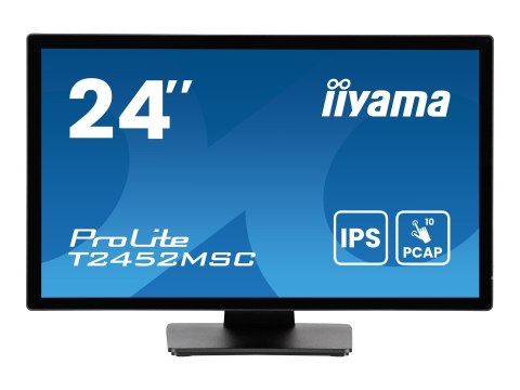 Iiyama ProLite T2452MSC-B1AG - Monitor LED - 24" (23.8" widoczny) - ekran dotykowy - 1920 x 1080 Full HD (1080p) - IPS - 400 cd/