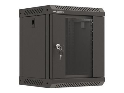 Lanberg WF11 Series - Stojak szafa - 300 x 300, z przeszklonymi drzwiami, w paczce - do montażu na ścianie - czarny, RAL 9004 - 