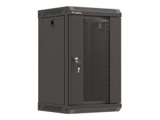Lanberg WF11 Series - Stojak szafa - 300 x 300, z przeszklonymi drzwiami, w paczce - do montażu na ścianie - czarny, RAL 9004 - 