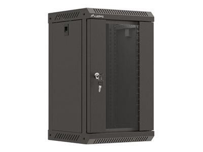 Lanberg WF11 Series - Stojak szafa - 300 x 300, z przeszklonymi drzwiami, w paczce - do montażu na ścianie - czarny, RAL 9004 - 