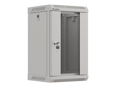 Lanberg WF11 Series - Stojak szafa - 300 x 300, z przeszklonymi drzwiami, w paczce - do montażu na ścianie - szary, RAL 7035 - 9