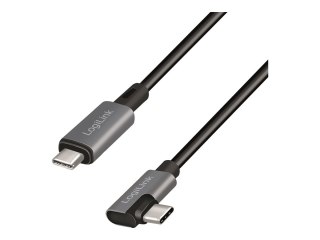 LogiLink - Kabel USB - USB-C (M) do USB-C (M) kątowe - USB 2.0 - 20 V - 3 A - 1 m - Zasilanie USB (100 W), obsługa Power Deliver