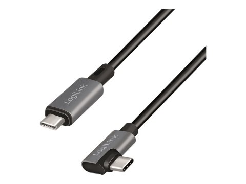 LogiLink - Kabel USB - USB-C (M) do USB-C (M) kątowe - USB 2.0 - 20 V - 3 A - 1 m - Zasilanie USB (100 W), obsługa Power Deliver