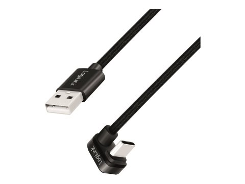 LogiLink - Kabel USB - USB 2.0 A (M) do USB 2.0 Type C (M) kątowe - USB 2.0 - 3 A - 3 m - czarny
