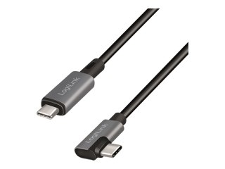 LogiLink - Kabel USB - USB 2.0 Type C (M) do USB 2.0 Type C (M) kątowe - USB 2.0 - 20 V - 5 A - 3 m - obsługa Power Delivery 3.0