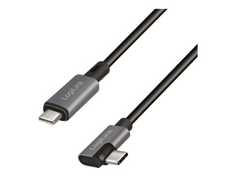 LogiLink - Kabel USB - USB 2.0 Type C (M) do USB 2.0 Type C (M) kątowe - USB 2.0 - 20 V - 5 A - 3 m - obsługa Power Delivery 3.0