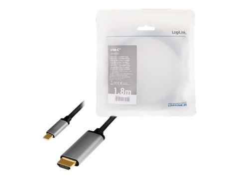 LogiLink - Kabel przejściowy - HDMI męski do USB-C męski - 1.8 m - potrójnie ekranowany - czarny - obsługa 4K 60 Hz (3840 x 2160