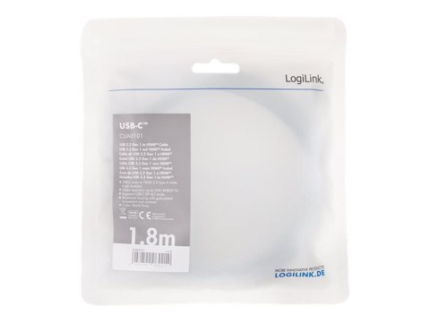 LogiLink - Kabel przejściowy - HDMI męski do USB-C męski - 1.8 m - potrójnie ekranowany - czarny - obsługa 4K 60 Hz (3840 x 2160