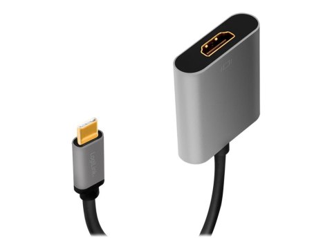 LogiLink - Premium High Speed - adapter wideo - USB-C męski do HDMI żeński - 15 cm - potrójnie ekranowany - czarny/szary - obsłu