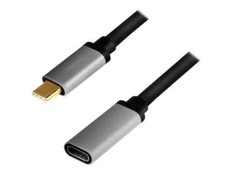 LogiLink - Przedłużacz kabla USB - USB-C (M) do USB-C (F) - USB 3.2 Gen 2 - 50 cm - obsługa 4K 60 Hz (3840 x 2160) - szary, czar