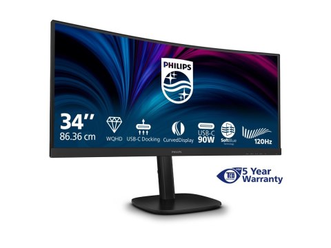 Philips 34B2U3600C - 3000 Series - monitor LED - zaokrąglony - 34" - 3440 x 1440 WQHD @ 120 Hz - VA - 3500:1 - HDMI, DisplayPort