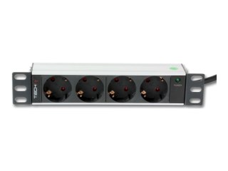 TECHly - Jednostka dystrybucji zasilania (montowany w stojaku) - AC 220-250 V - 3.5 kW - wejście: Typ F - złącza wyjściowe: 4 (T