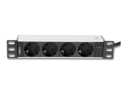 TECHly - Jednostka dystrybucji zasilania (montowany w stojaku) - AC 220-250 V - 3.5 kW - wejście: Typ F - złącza wyjściowe: 4 (T