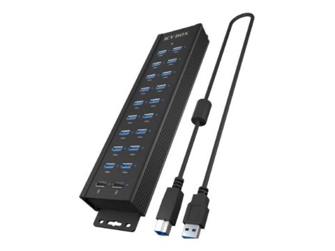 ICY BOX IB-HUB1720-U3 - Koncentrator - 18 x USB 3.2 Gen 1 + 2 x USB - stacjonarny