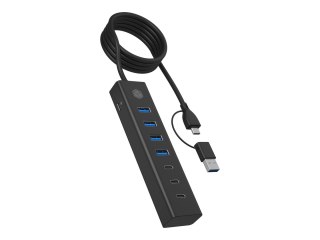 ICY BOX IB-HUB1737-C3 - Koncentrator - 4 x USB 3.2 Gen 1 + 3 x USB-C 3.2 Gen 1 - stacjonarny
