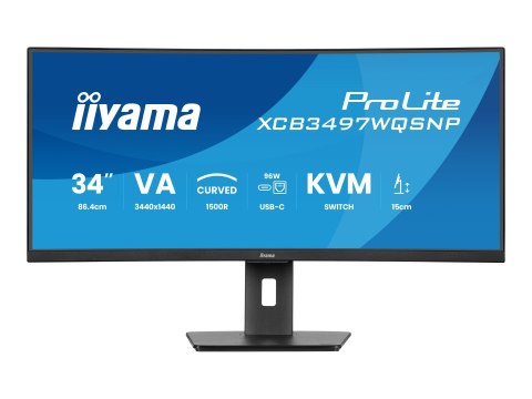 Iiyama ProLite XCB3497WQSNP-B1 - Monitor LED - zaokrąglony - 34" - 3440 x 1440 UWQHD @ 120 Hz - VA - 350 cd/m² - 3000:1 - 0.4 ms